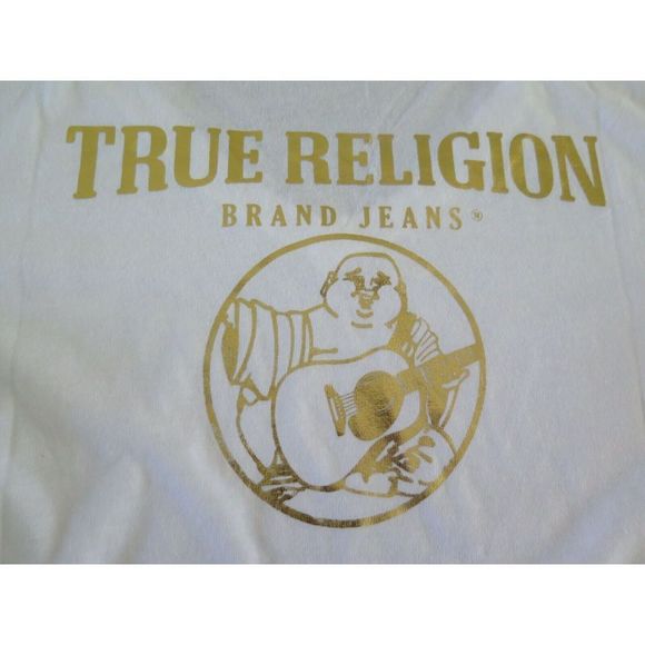 True Religion Women's Size Small Narcisscus Buddha SS V-Neck Tee T-Shirt $60 - Picture 4 of 5